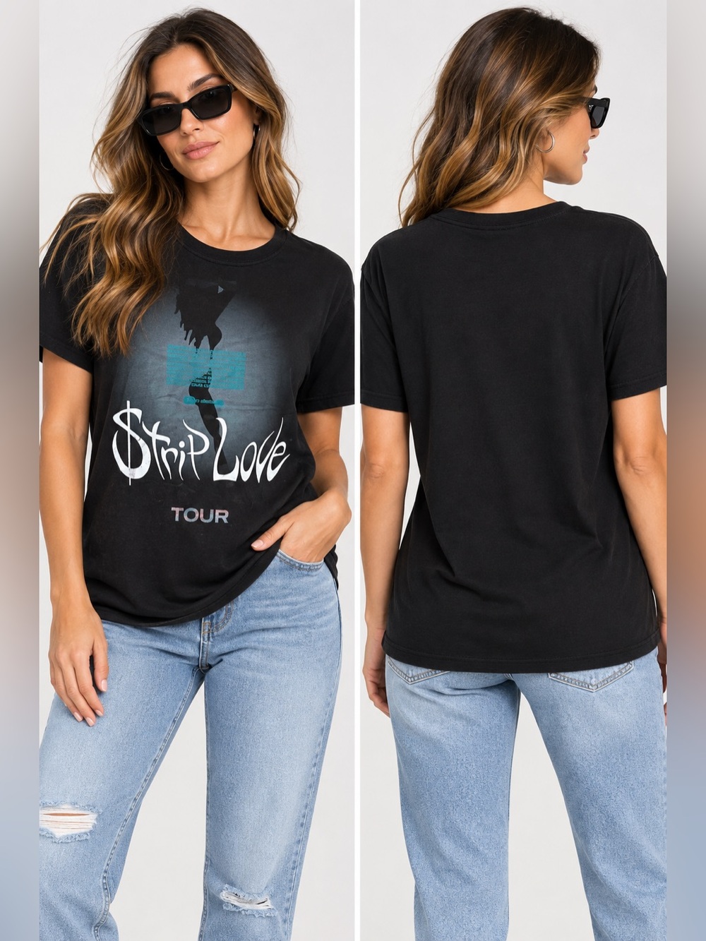 Karol G Strip Love Tour Black Graphic Concert T-Shirt Size M L